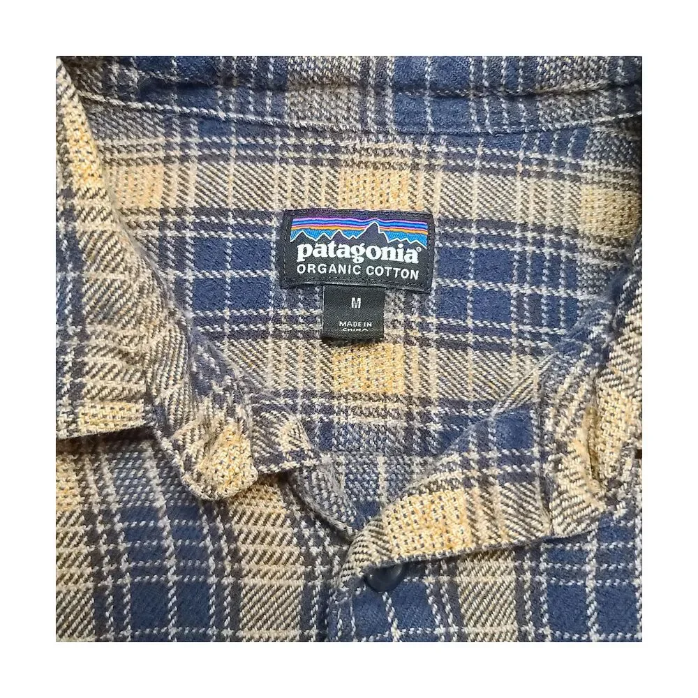 Patagonia Blue Brown Plaid Print Long Sleeve Button Down Shirt M